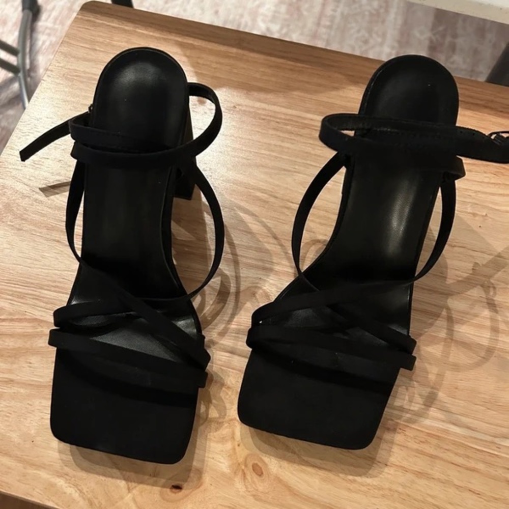 SHEIN Chic Black Strappy Heels